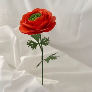 Handgemachte Ranunkel aus Papier – 7 cm Blüte, 40 cm Höhe, 5 Blätter