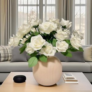Handgemachte weiße Papierrosen aus Krepppapier | Geschenk für sie | Papierblumen | Ohne Vase